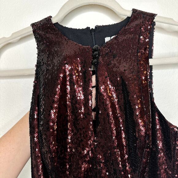 Dress the Population DTP NWT Siena in Port Brown Sequin Formal Midi Dress Gown - Picture 2 of 7